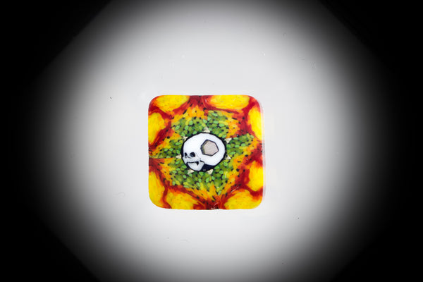 AKM Glass (Pipe Maker) Honey Comb Brain Fire Skull  #4 Millie