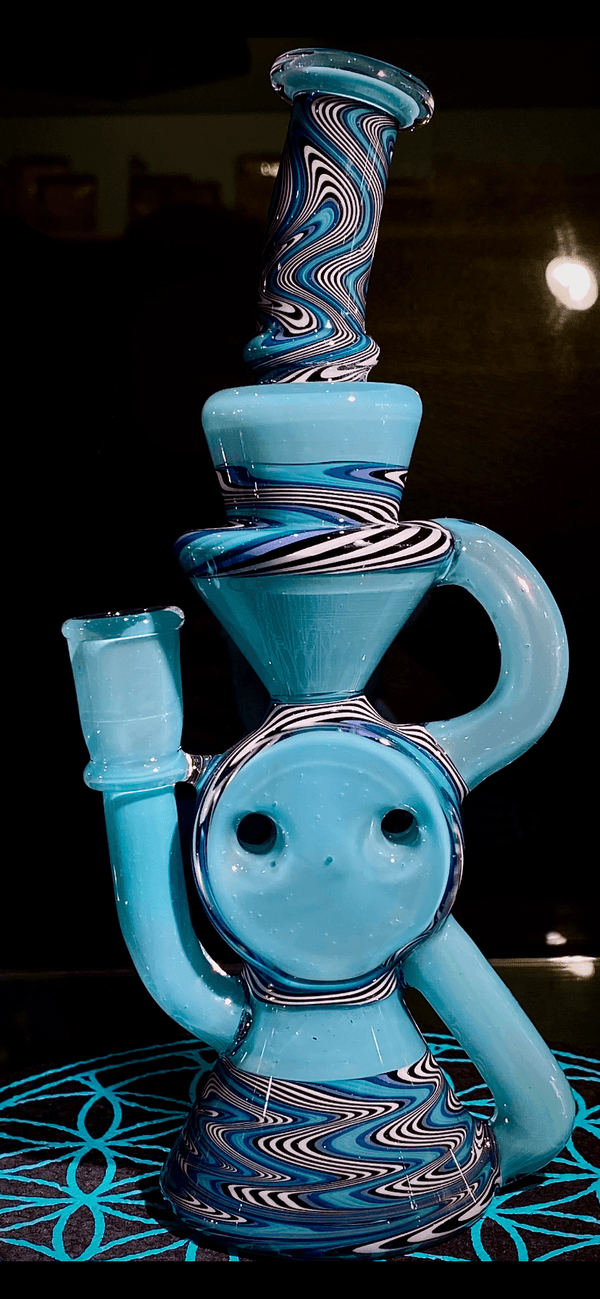 A1 Glass- Swiss Puck Recycler Ghost Aqua Azul - East Atlanta S&V