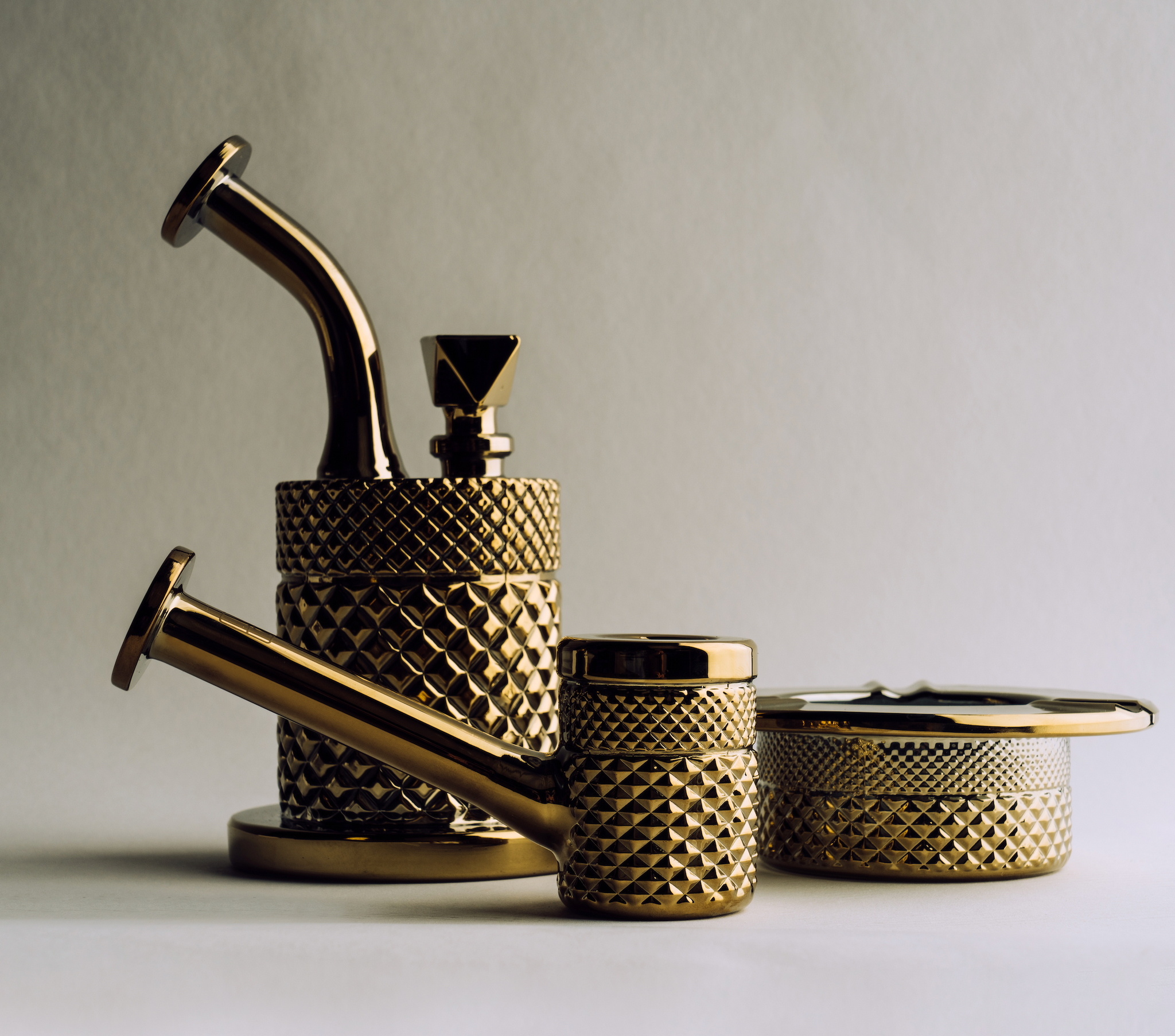 Gold ashtray from Jane West's Twenties Collection, stylish accessory with a sleek design and elegant finish.