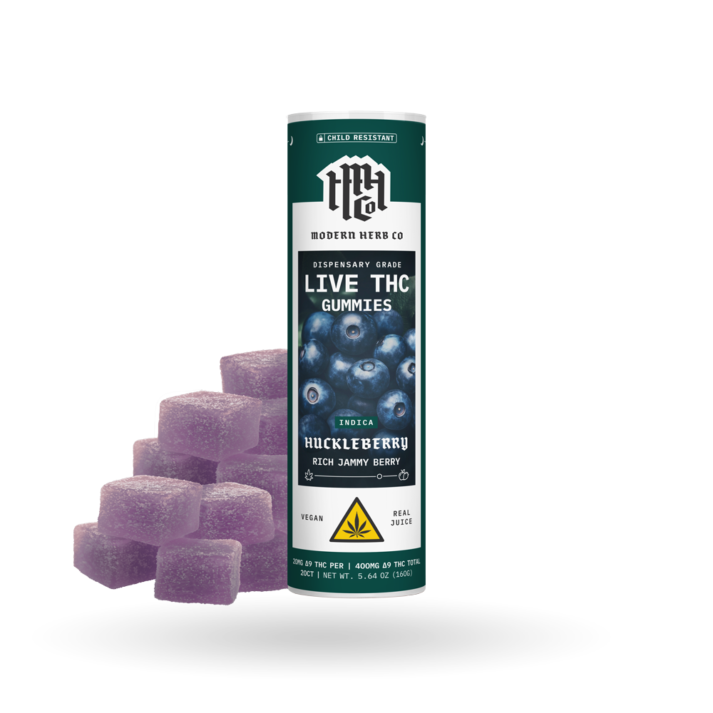 Live Resin D9 THC Gummies: Huckleberry (Indica) - 20ct