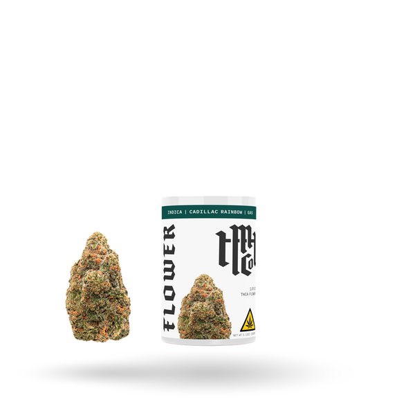 THCa Flower: Cadillac Rainbow (Indica), 1/8oz