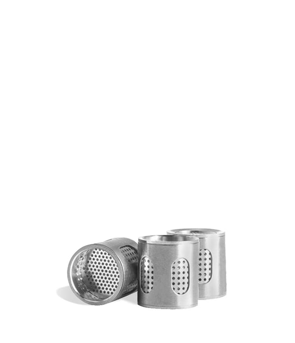 Set of three Exxus Vape Mini Plus mesh concentrate chambers showing detailed design and build for vaping concentrates.