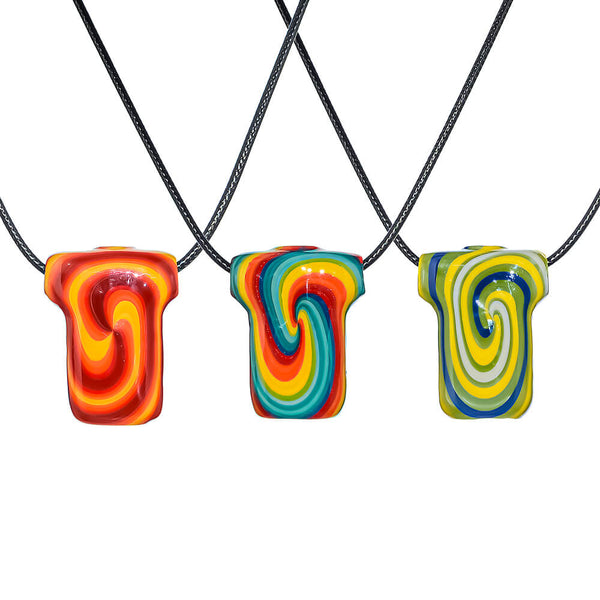 CaliBear Wigwag T-Shirt Art Glass Pendant Necklace
