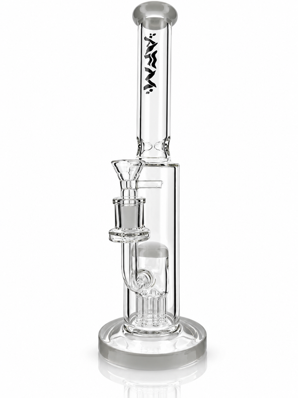 14-inch AFM Smoke violet clear glass straight tube bong with a sleek straight design and transparent glass finish.