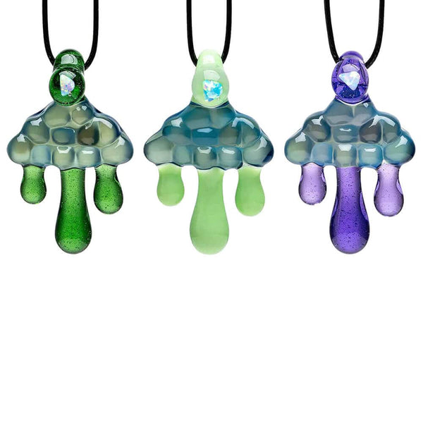 Cloud Inspired Glass Pendant Necklace - Opal Embedded