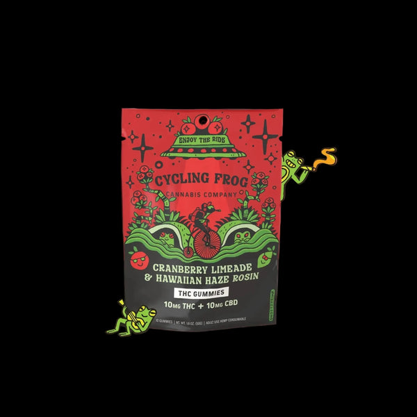 Cycling Frog 10mg THC+ 10mg CBD Cranberry Limeade & Hawaiian Haze Rosin Gummies