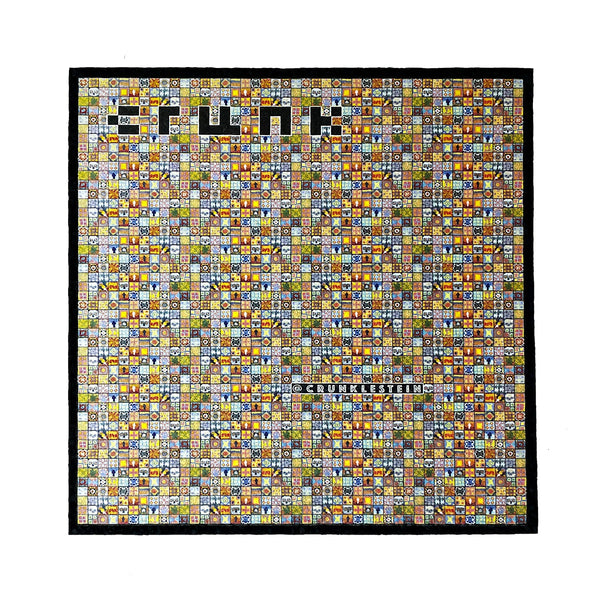 Colorful fully chipped out coaster by Mood Mats, featuring vibrant, textured ceramic design on a round surface.