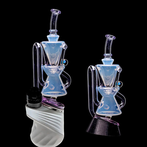 Opal White Klein Recycler W/ Amazing Tornado for Puffco Peak OG & Pro | Calibear