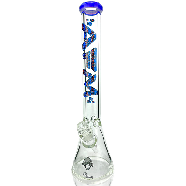 18-inch AFM Red Eye Monkey clear glass beaker bong with 9mm thickness, featuring a colorful Red Eye Monkey design.