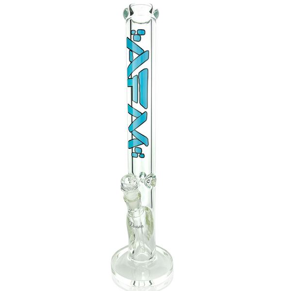 18-inch AFM Heavy Boi 9mm glass straight tube bong with a clear design and sturdy base, perfect for smooth smoking sessions.