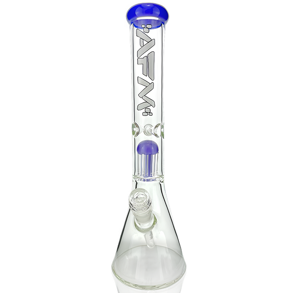 18-inch AFM Smoke beaker bong with single arm perc and 7mm glass, featuring a sleek design and sturdy construction.