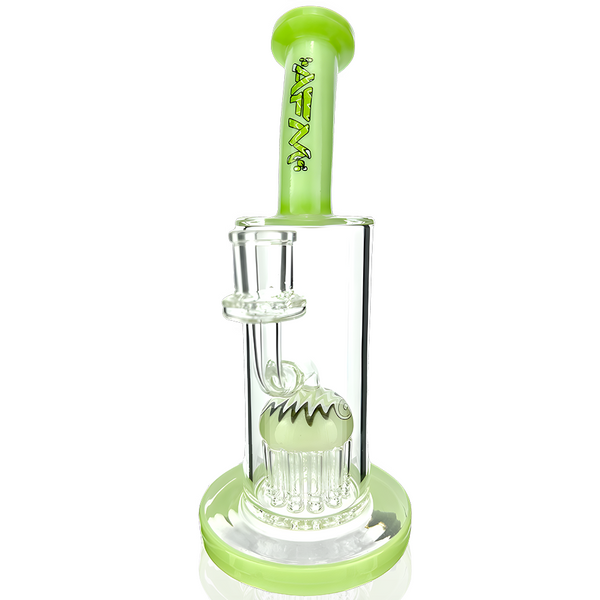 10-inch AFM Smoke glass dab rig with reversal arm percolator, featuring a clear glass construction and sturdy base for concentrates.