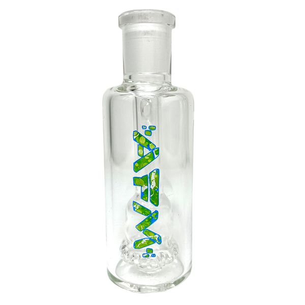 AFM Smoke Green Bubbles 5-inch glass ash catcher for showerhead, designed for smoke and vape accessories.