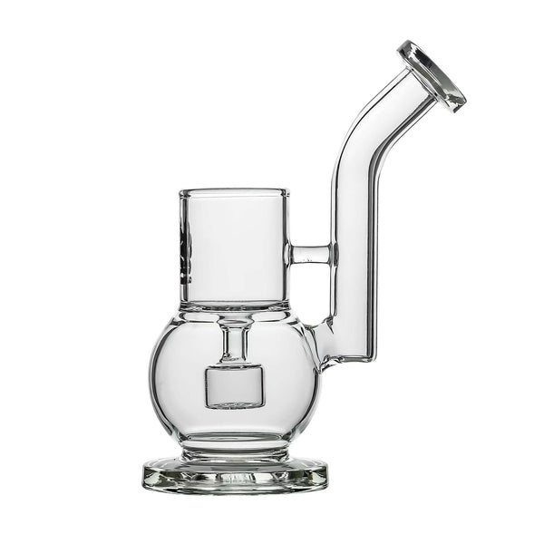 Calibear Proxy Globe Bubbler with Seed of Life Perc, clear glass smoking accessory with intricate design and water diffusion features.