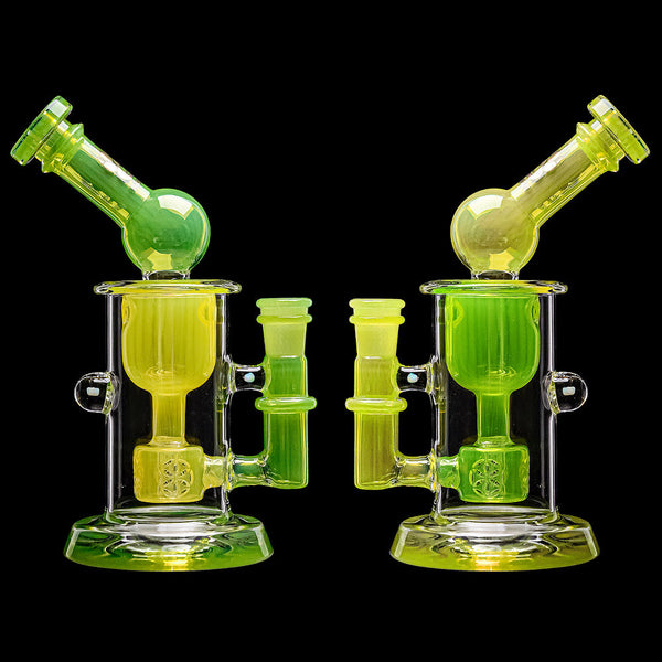CaliBear Calibear Kickback Opal Incyler Dab Rig with colorful glass design and sturdy base for concentrates.