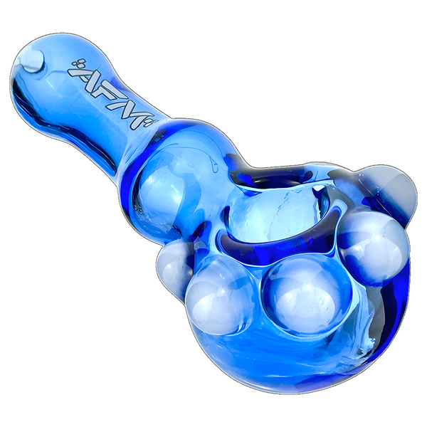 Colorful 4-inch AFM Smoke spikey borosilicate glass hand pipe with textured spikes for grip and visual appeal.