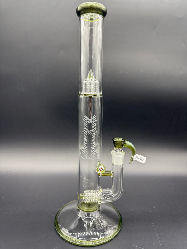 East Atlanta Village Smoke Sovereignty Glass Bishop, hand-blown glass pipe with intricate design and clear glass finish.
