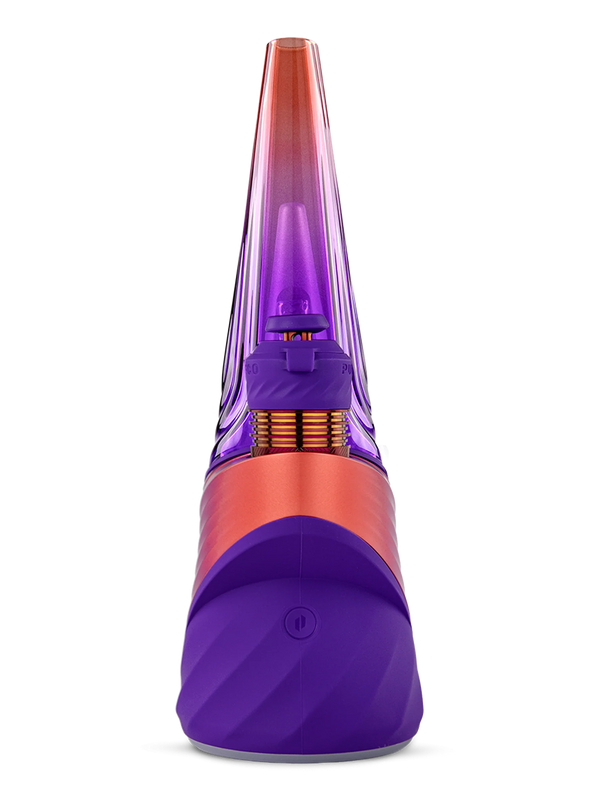 Puffco Peak Pro 3DXL plasma vaporizer with sleek design, held in hand, showcasing its glass and electronic components.