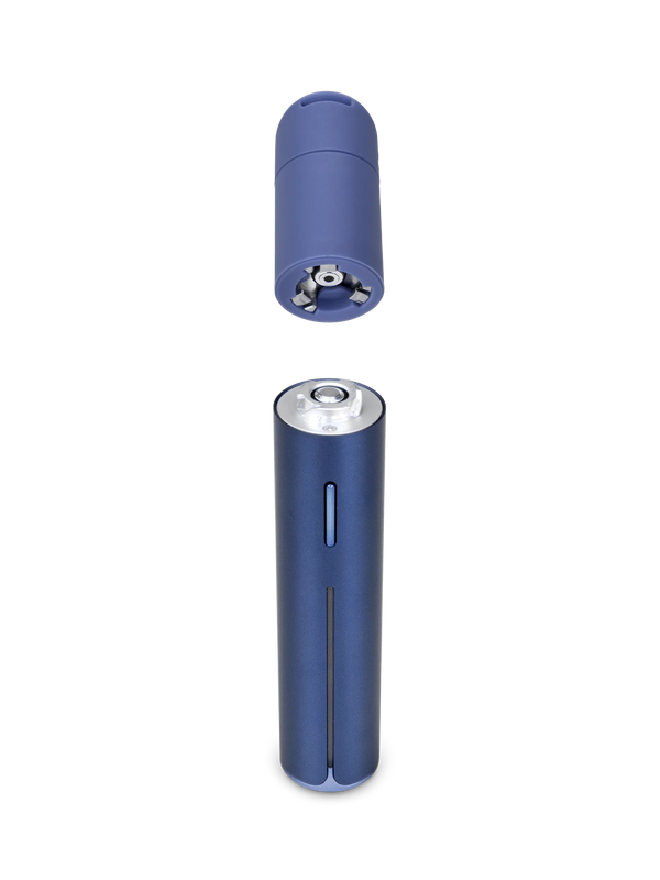 Sapphire Puffco Pivot vaporizer by East Atlanta Village Smoke, Vape, and CBD, with sleek design and ceramic chamber.