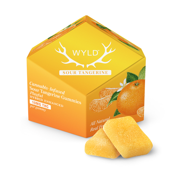 Wyld Sour Tangerine edible by East Atlanta Village Smoke, Vape, and CBD showing vibrant packaging and citrus-flavored gummies.