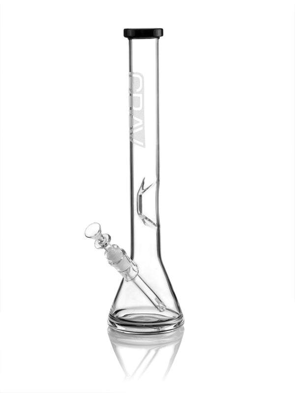 GRAV Large black accent beaker base water pipe bong with clear glass and sturdy design for smooth smoking experience.