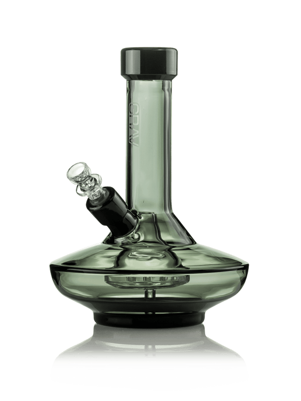 GRAV Small Wide Base Water Pipe in smoke color with black accents, featuring a sturdy wide glass base and sleek design.