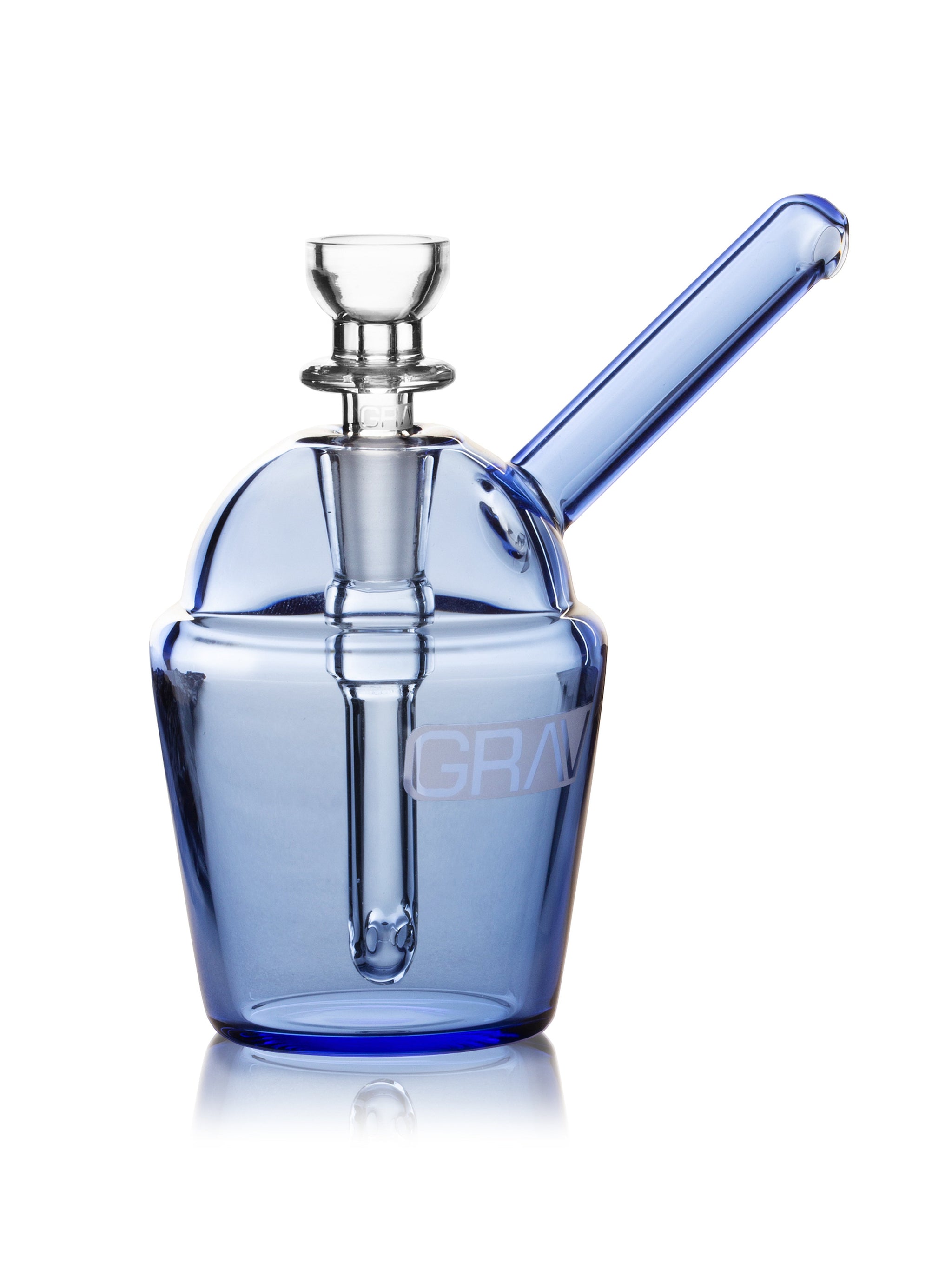 GRAV Slush Cup Pocket Bubbler in assorted colors, clear glass with compact design, portable bubbler for on-the-go use.