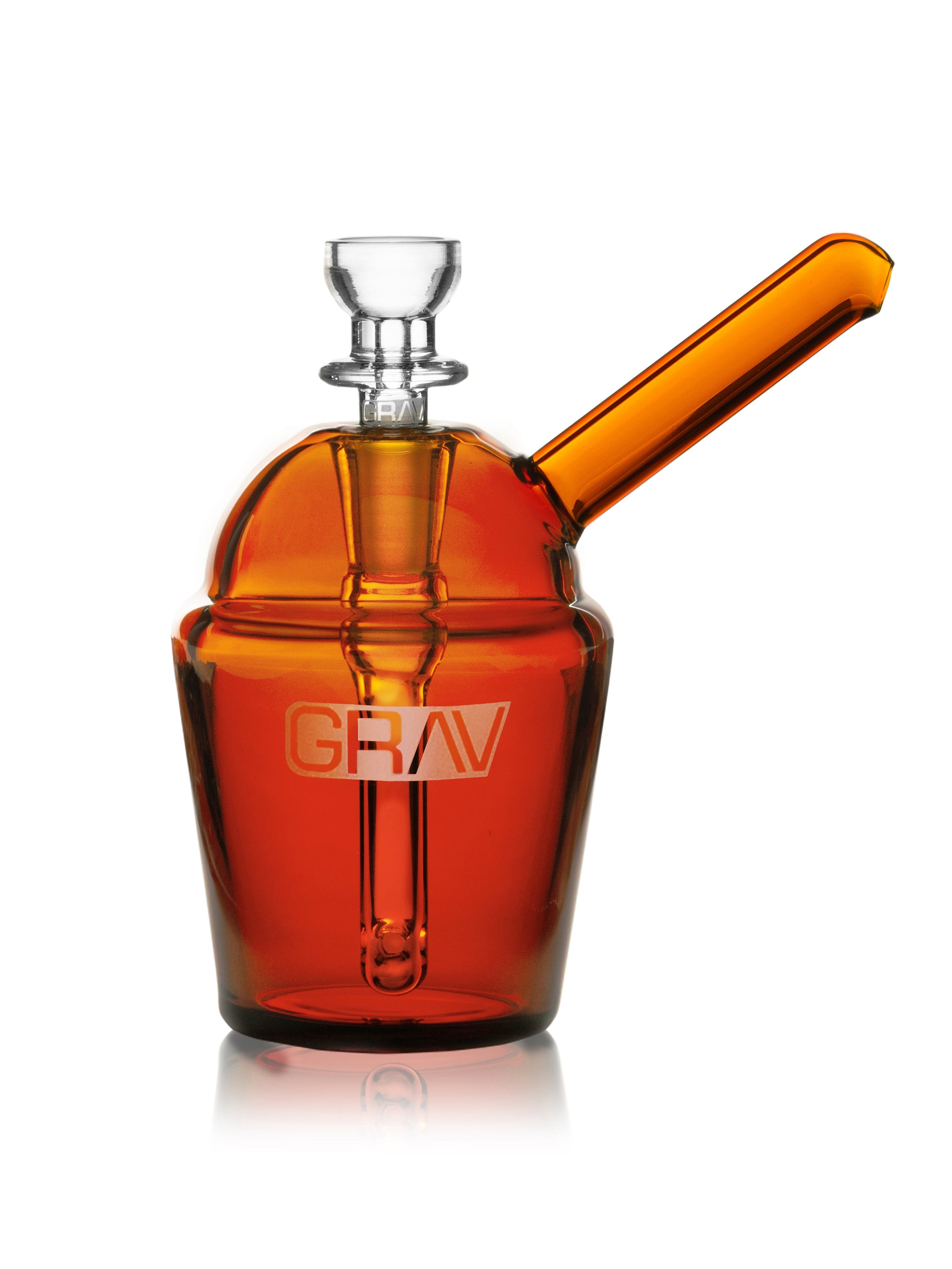 GRAV Slush Cup Pocket Bubbler in assorted colors, compact glass bubbler for on-the-go use with a clear design and colorful accents.