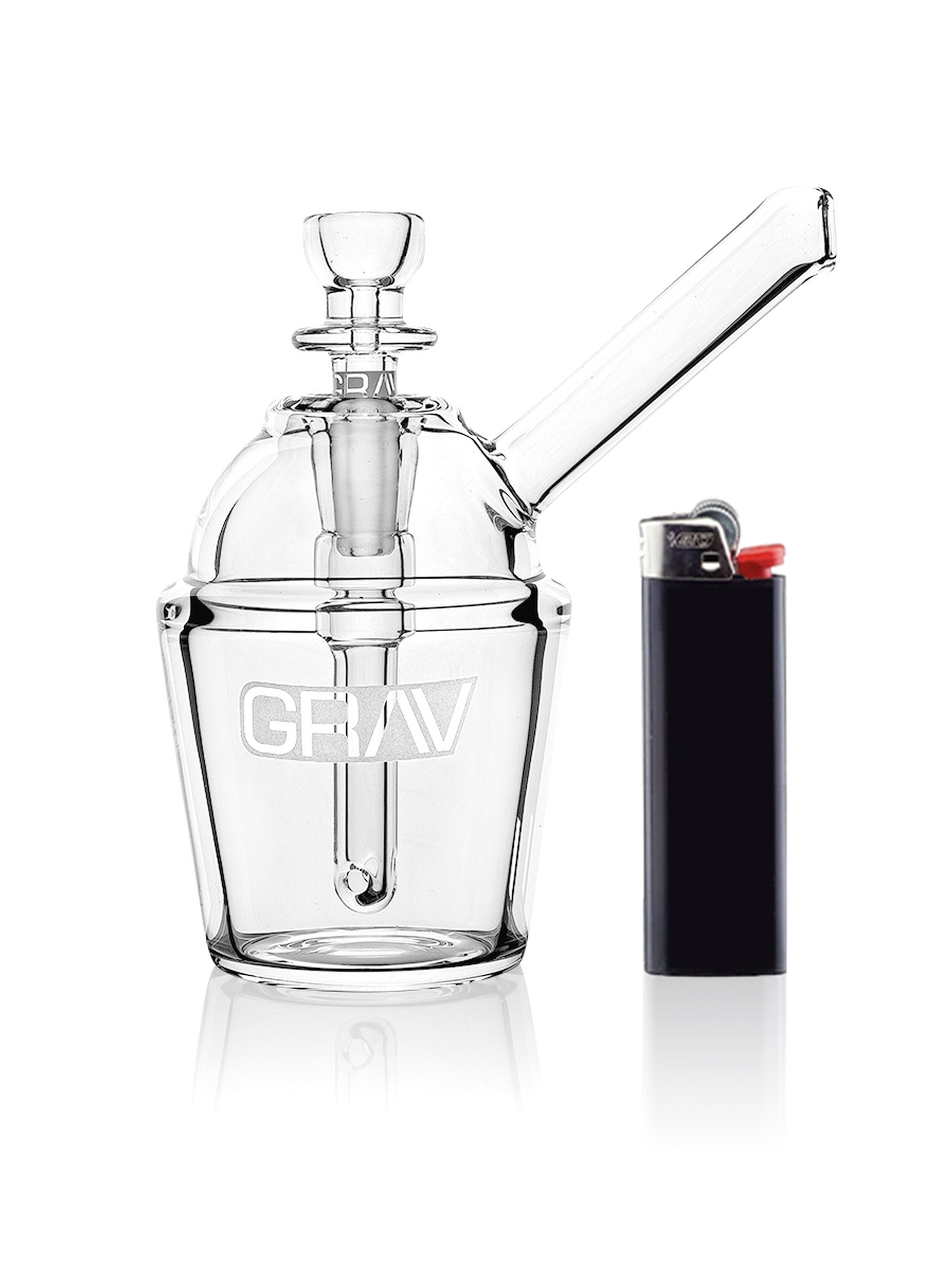 GRAV Slush Cup Pocket Bubbler in assorted colors, compact glass bubbler for on-the-go use with detailed design.