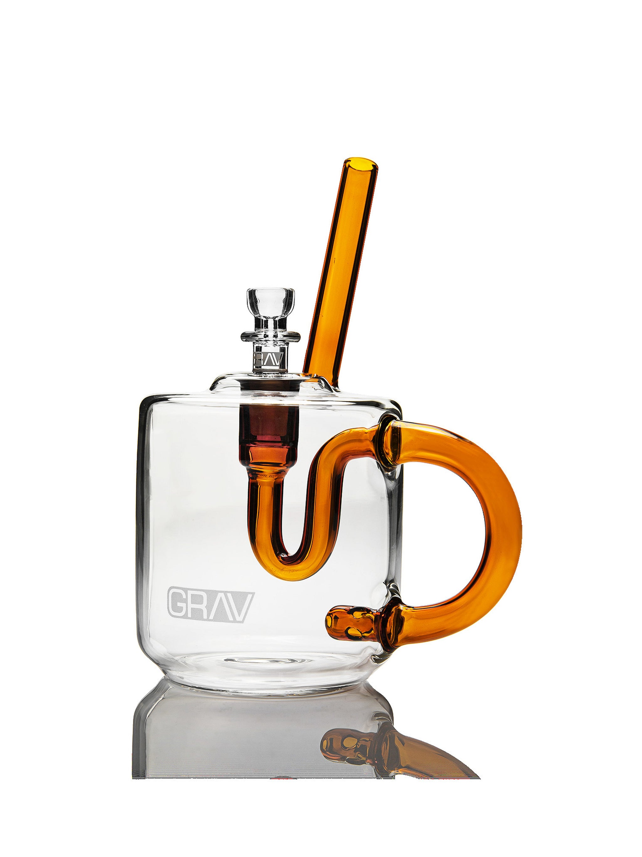GRAV Coffee Mug Bubbler in cobalt with assorted colors, compact glass bubbler for coffee and beverages, featuring a smooth mouthpiece.