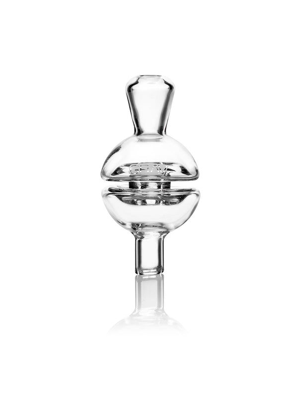 GRAV Yo-yo Carb Cap for concentrate accessories, black plastic with a rounded design, used for vaporization.