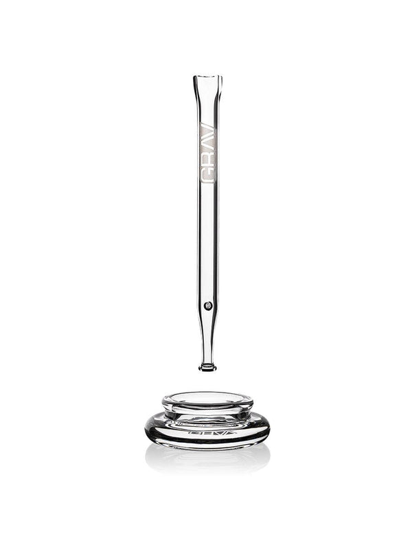 GRAV Quartz Vape Straw with Dab Dish for concentrates, featuring a sleek design and portable dry pipe for vaping and dabbing.