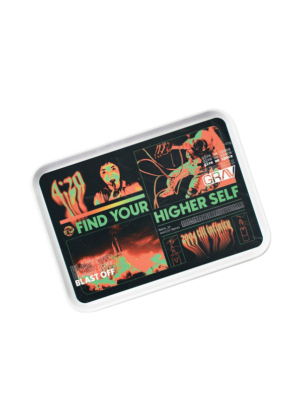 GRAV rolling tray featuring a night sky design, made of durable material, ideal for organizing smoking accessories.