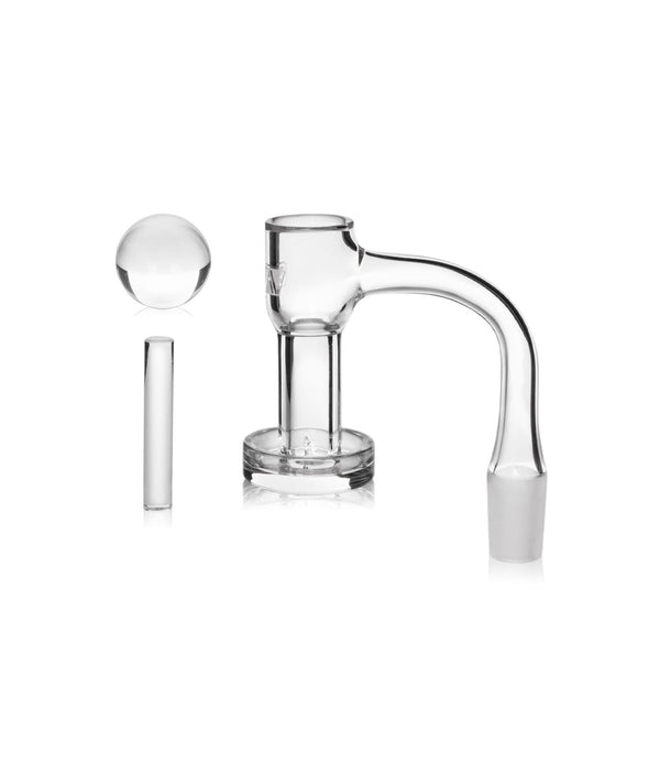GRAV® 14mm 90° Slurper Quartz Bucket Set for smoking, featuring a durable quartz slurper and compatible with 14mm accessories.