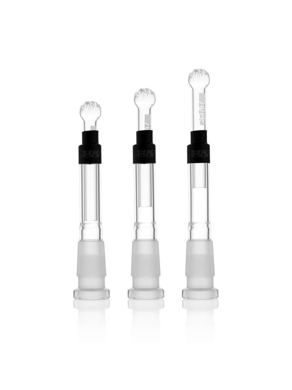 GRAV 14mm adjustable downstem part for smoking pipes, featuring a metal joint and adjustable length for custom fit.
