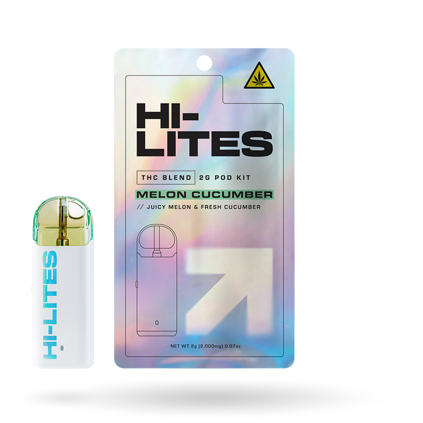 Hi-Lites THC Blend Pod Starter Kit with Melon Cucumber flavor, featuring a 2g pod for easy vaping.