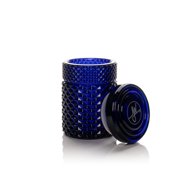 Cobalt blue Twenties Collection jar accessory by Jane West, featuring a sleek, modern design with a glossy finish.