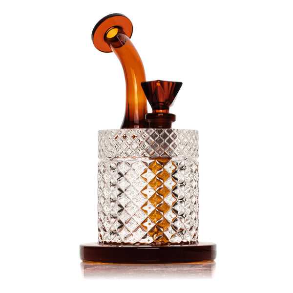 Jane West Twenties Collection Water Pipe in amber, clear glass accessory with intricate design, ideal for smoking enthusiasts.