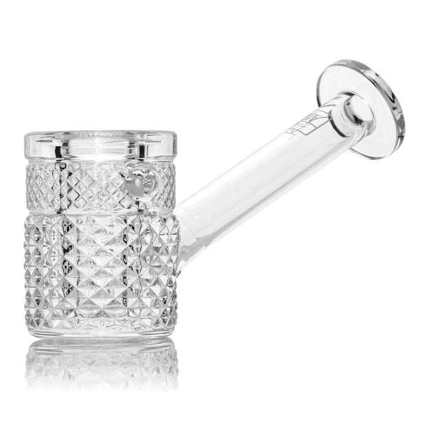 Clear glass hand pipe from Jane West's Twenties Collection, featuring a sleek, smooth design with a rounded bowl.