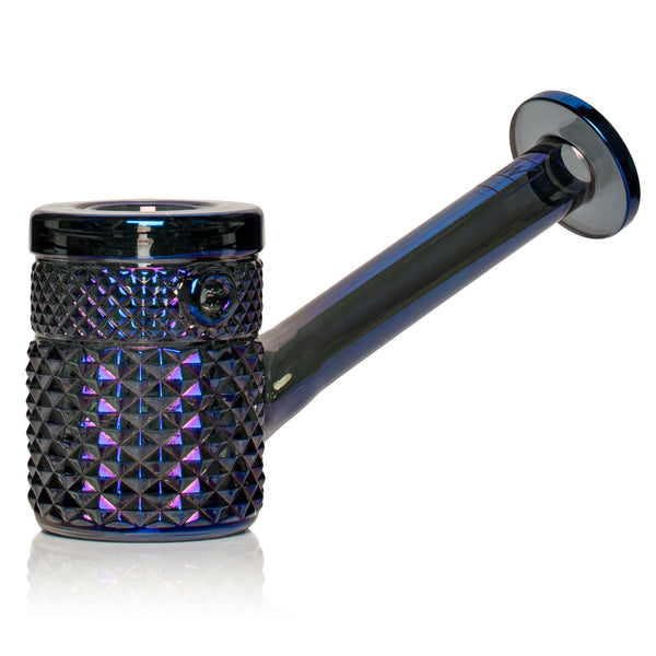 Jane West Twenties Collection Midnight glass hand pipe, clear and sleek with intricate design detail.