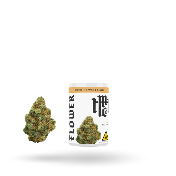 Hybrid THCa flower by Modern Herb Co, Lantz strain, 1/8oz package, fresh and vibrant cannabis buds.