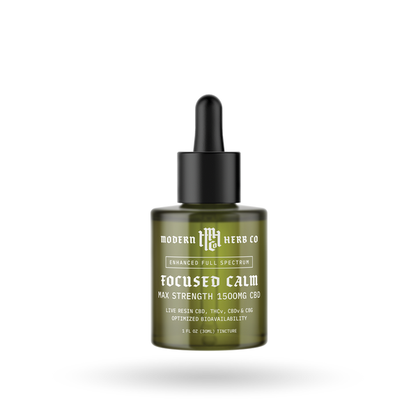 Modern Herb Co Live Resin CBD Tincture 1500mg Sativa bottle with dropper for sublingual use.