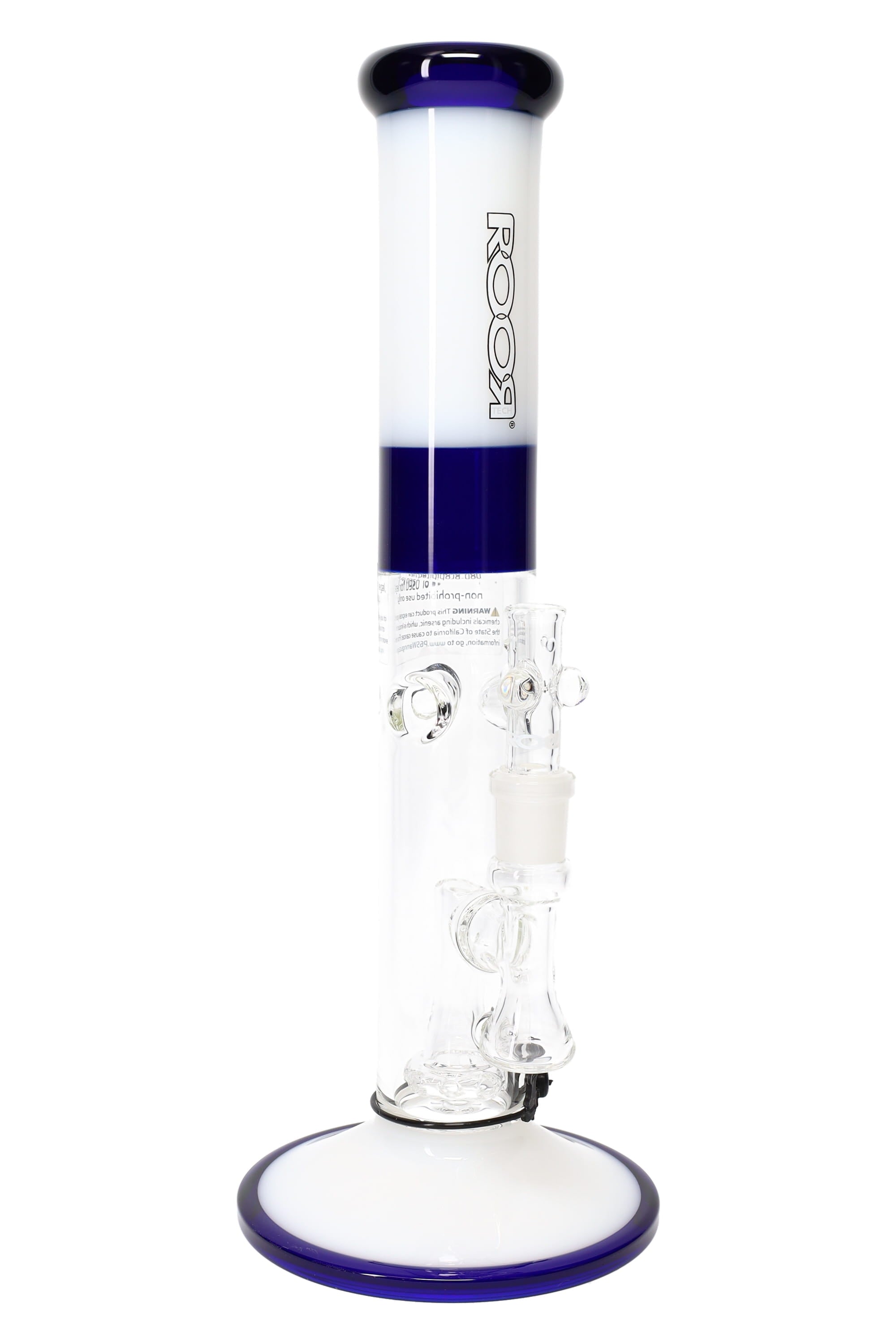 RooR Tech 14-inch colored straight water pipe with showerhead percolator, 5mm thick glass, clear and vibrant colors.