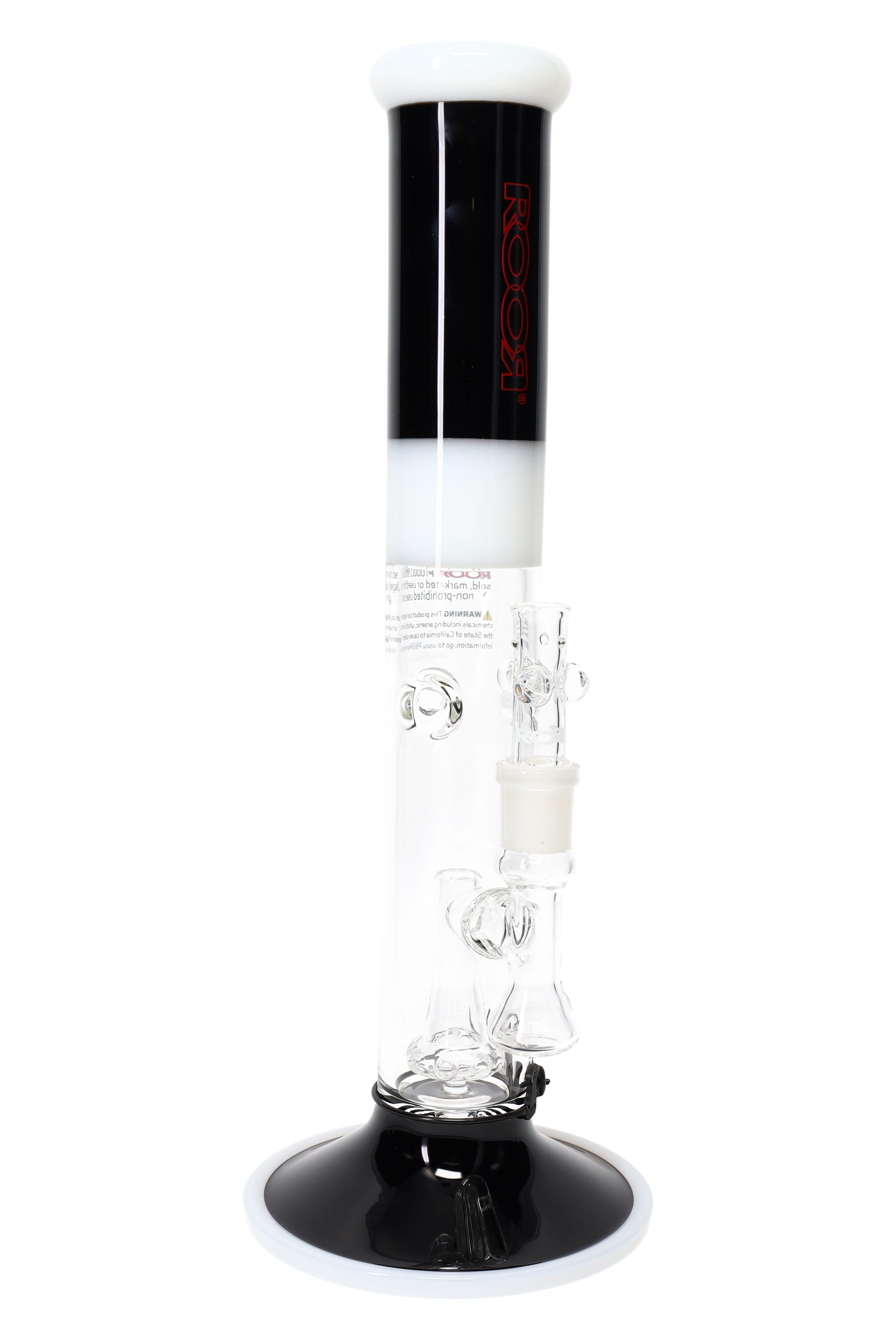 RooR Tech 14-inch colored straight water pipe with showerhead perc, 5mm thick glass, clear and vibrant colors.