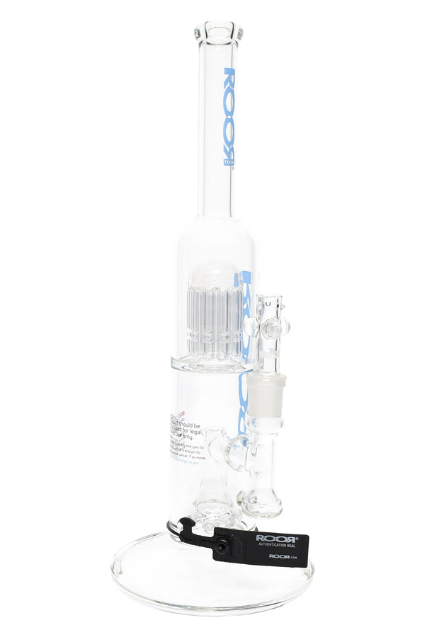 RooR Tech 14-inch straight shooter glass water pipe with tree-to-showerhead percolator, clear glass bong for smooth filtration
