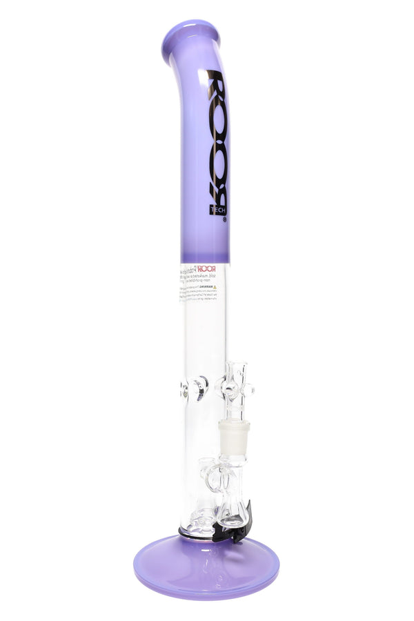 RooR Tech Bent-Neck Stemless Straight Tube Bong, 18-inch water pipe with clear glass and sturdy base, designed for smooth smoking.