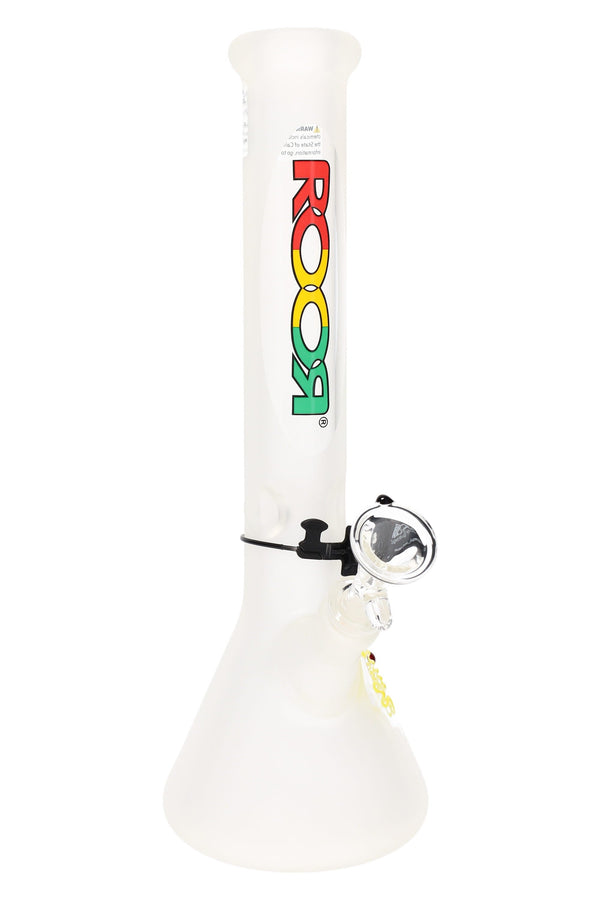 RooR Frosted Beaker Bong with ice pinch, 14-inch height, 45mm diameter, 5mm glass thickness, water pipe for dry herbs.