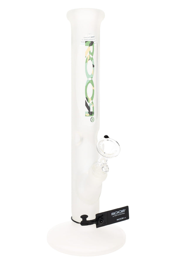RooR Frosted Straight Tube Bong with ice pinch, 14-inch height, 45mm diameter, 5mm thick glass, water pipe for smoking.