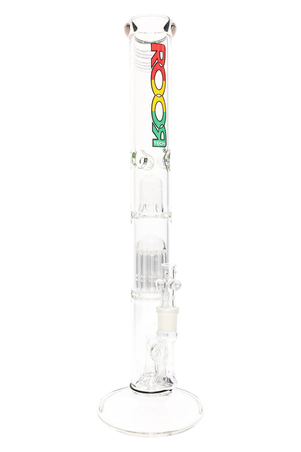 RooR Tech Stemless Straight Tube Bong with multiple percolators, 18-inch height, 5mm thick glass water pipe for smooth hits.