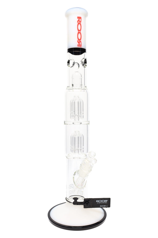 RooR Tech 17-inch multicolor straight water pipe with double tree percs, ice pinch, glass-on-glass connection.